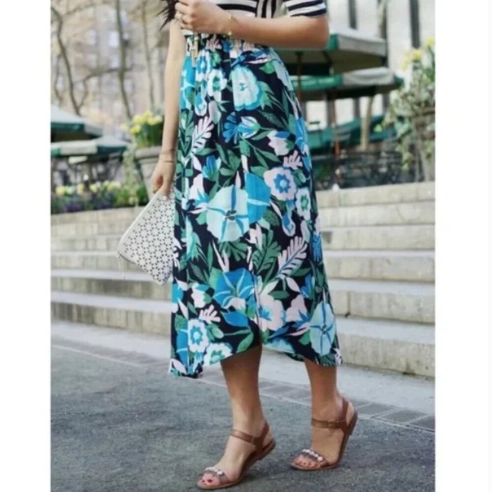 LOFT Tropical Print Maxi Skirt - Blue and Green - Picture 2 of 7